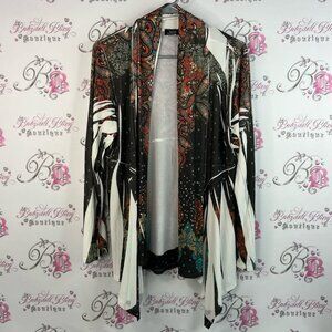 Jostar cardigan waterfall style floral flowers Multicolor Paisley Open Cardigan